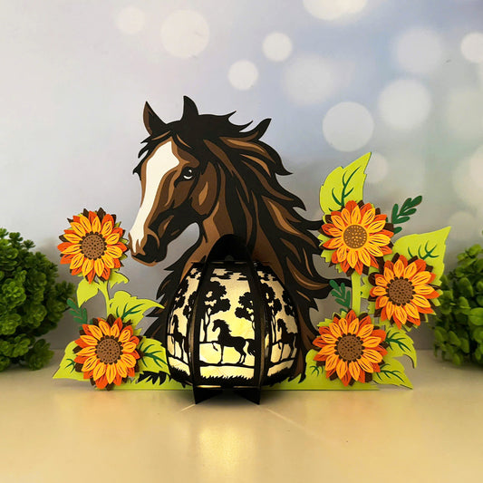 Horse 1 - 3D Animal Paper Cut Lantern File  - Cricut File  - VEKTOR KRAFT