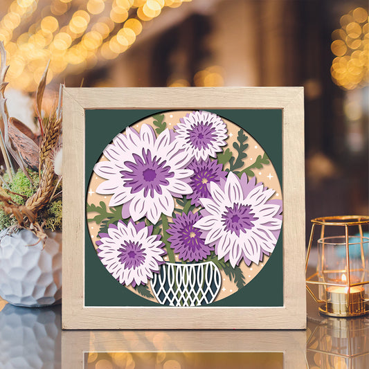 Chrysanthemum Vase – 3D Paper Cut Shadow Box File - Cricut File - (8x8 inches) - VEKTOR KRAFT