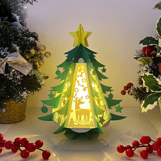 Christmas Deer - 3D Pine 2 Lantern File - Cricut File - VEKTOR KRAFT