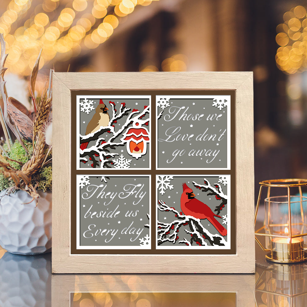 Cardinals Outside Window – 3D Shadow Box SVG File for Cricut & Silhouette
