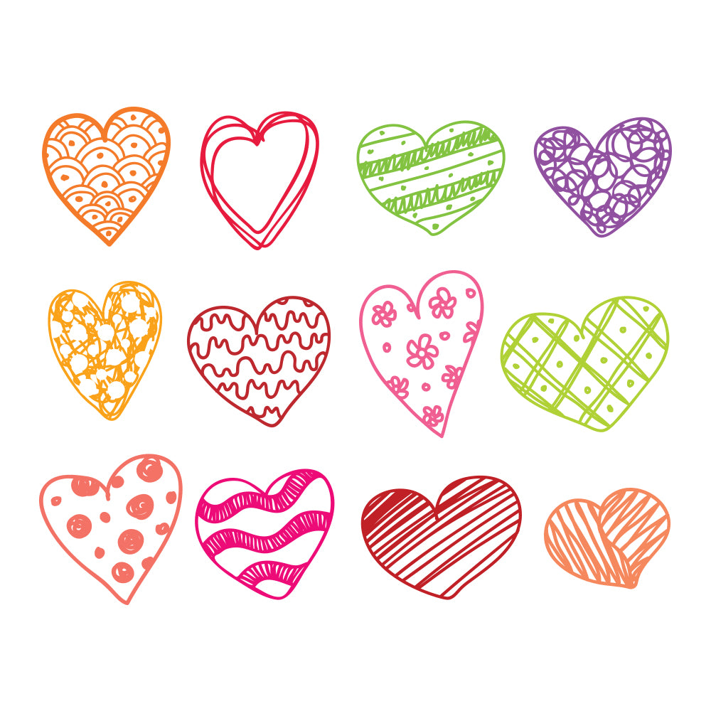 Set Of 12 Hand Drawn Hearts - Cricut File - VEKTOR KRAFT