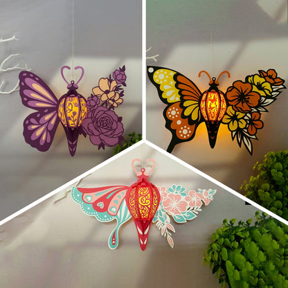 Pack 3 Butterfly Flower – 3D Lantern SVG File for Cricut & Silhouette