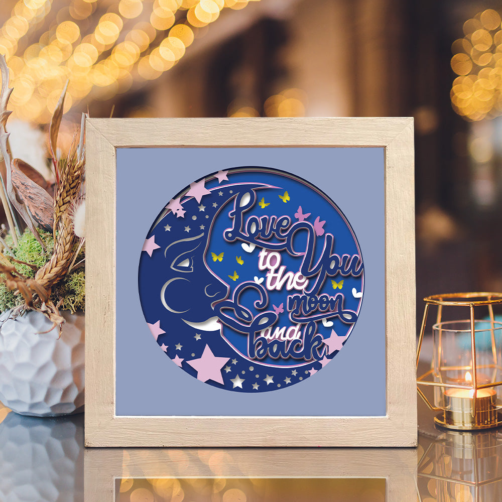 Love You To The Moon And Back – 3D Valentine Paper Cut Shadow Box File - Cricut File - (8x8 inches) - VEKTOR KRAFT