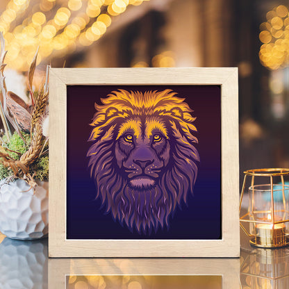 Lion Portrait 1 Square – 3D Lightbox SVG File for Cricut & Silhouette
