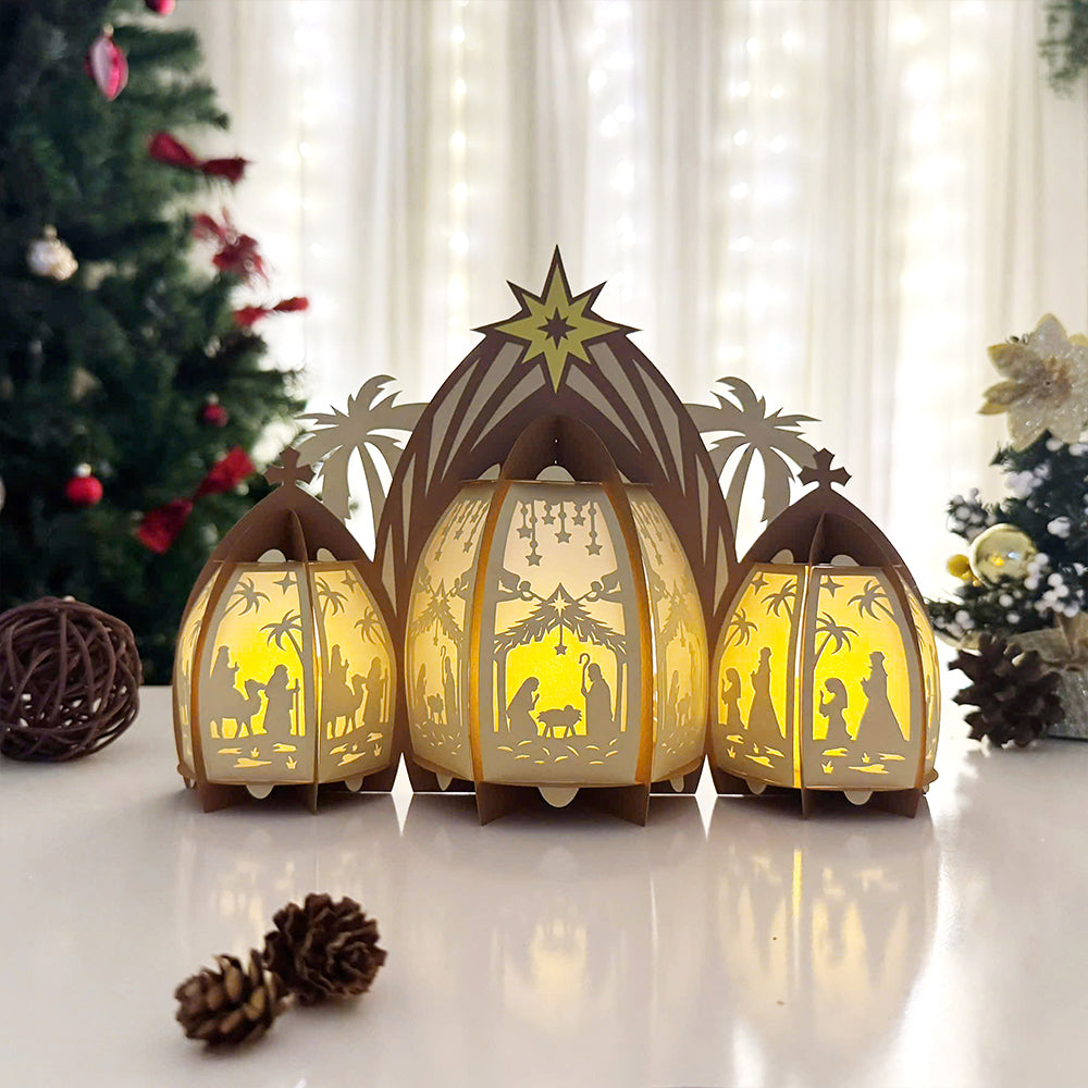 Nativity House - 3D Christmas Lantern File - Cricut File  - VEKTOR KRAFT