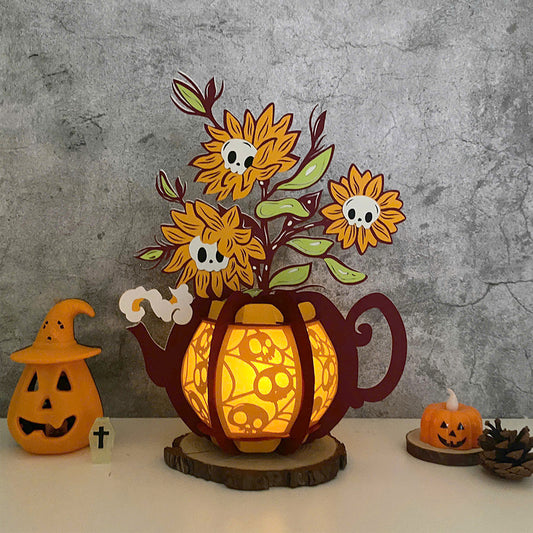 Kettle Flowers 4 - 3D Halloween Paper Lantern File - Cricut File  - VEKTOR KRAFT
