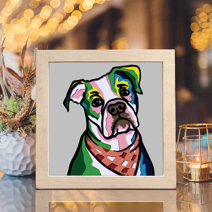 Colorful American Bulldog – 3D Shadow Box SVG File for Cricut & Silhouette