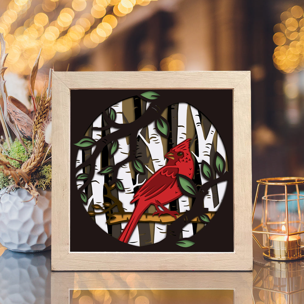Cardinal In Forest – 3D Shadow Box SVG File for Cricut & Silhouette