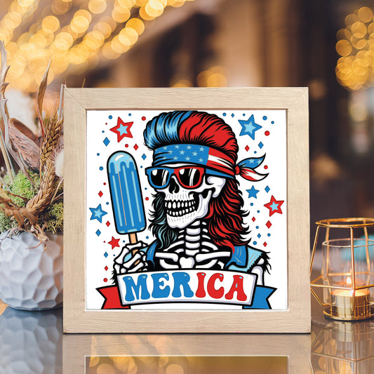 4th Of July Skeleton – 3D Paper Cut Shadow Box File - Cricut File - (8x8 inches) - VEKTOR KRAFT
