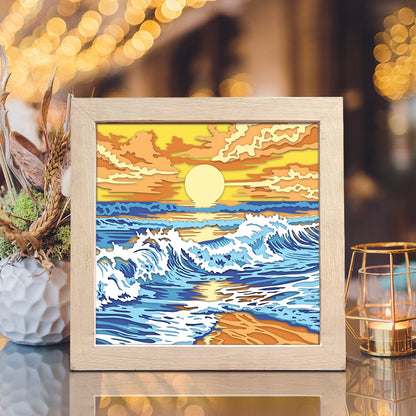Sunset And Beach – 3D Shadow Box SVG File for Cricut & Silhouette