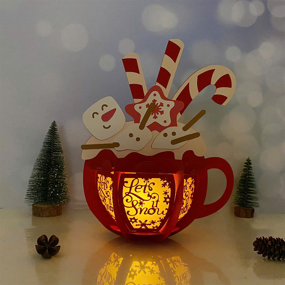 Hot Cocoa Snowman - 3D Christmas Lantern File - Cricut File  - VEKTOR KRAFT