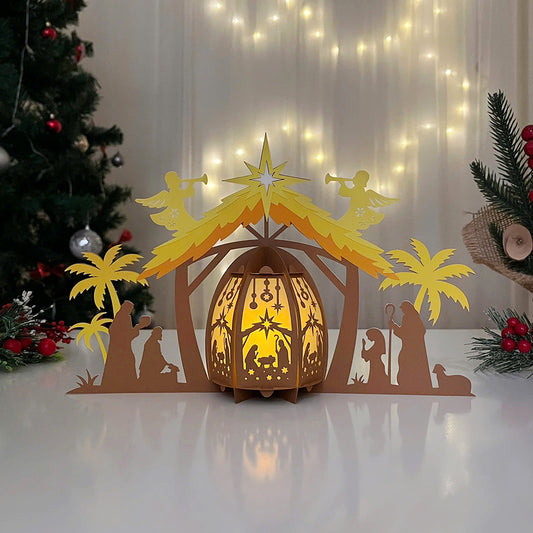 Lantern Nativity Scene 2 - 3D Christmas Lantern File - Cricut File  - VEKTOR KRAFT