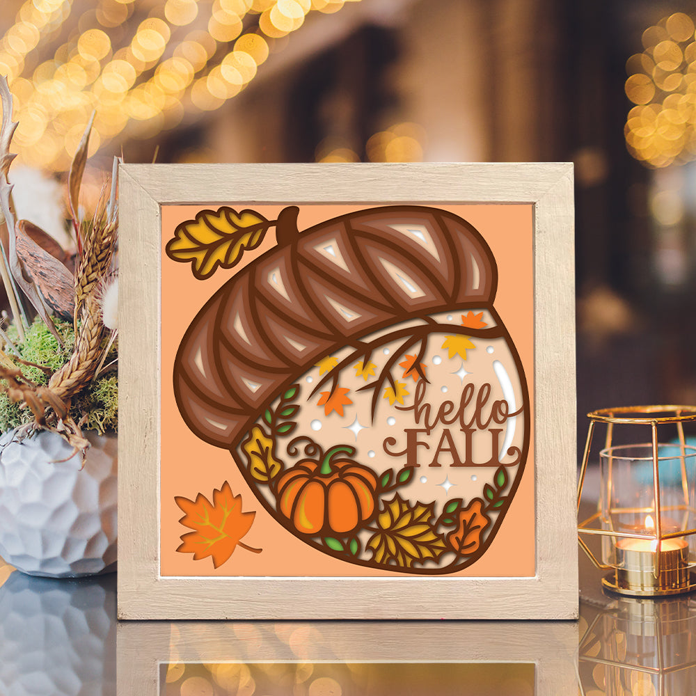 Hello Fall – 3D Shadow Box SVG File for Cricut & Silhouette