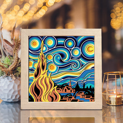 Starry Night 3 – 3D Shadow Box SVG File for Cricut & Silhouette