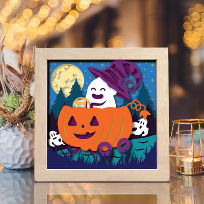 Pumpkin Boo – 3D Halloween Paper Cut Shadow Box File - Cricut File - (8x8 inches) - VEKTOR KRAFT