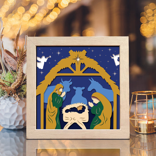 Nativity Scene 1 – 3D Christmas Paper Cut Shadow Box File - Cricut File - (8x8 inches) - VEKTOR KRAFT