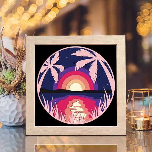 Sunset Palm – 3D Shadow Box SVG File for Cricut & Silhouette
