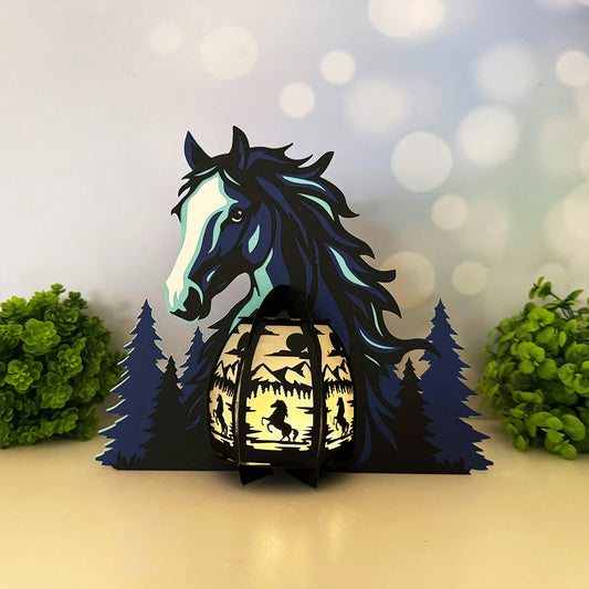Horse 2 - 3D Animal Paper Cut Lantern File  - Cricut File  - VEKTOR KRAFT