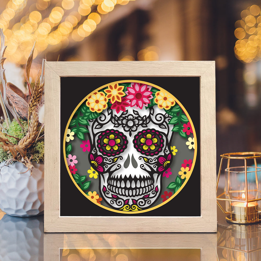 Sugar Skull – 3D Shadow Box SVG File for Cricut & Silhouette