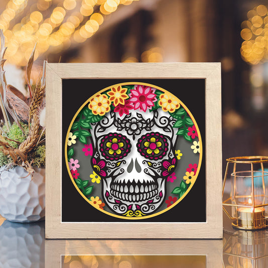 Sugar Skull – 3D Halloween Paper Cut Shadow Box File - Cricut File - (8x8 inches) - VEKTOR KRAFT