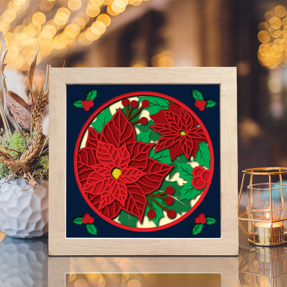 Poinsettia – 3D Christmas Paper Cut Shadow Box File - Cricut File - (8x8 inches) - VEKTOR KRAFT