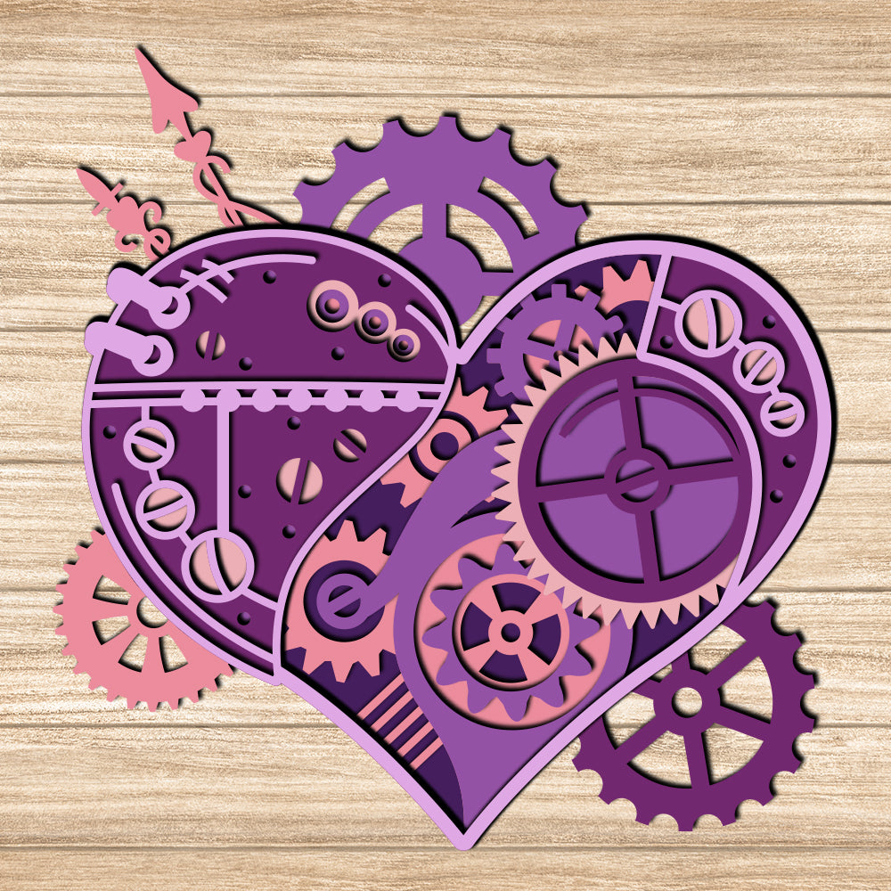 Heart Gear - 3D Layered - Cricut File - VEKTOR KRAFT