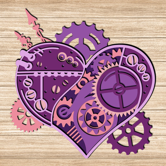 Heart Gear - 3D Layered - Cricut File - VEKTOR KRAFT
