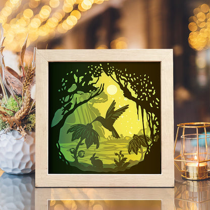 Hummingbird 1 Square – 3D Lightbox SVG File for Cricut & Silhouette