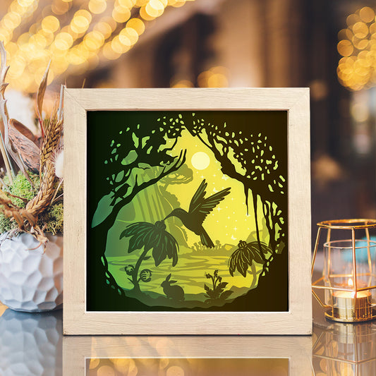 Hummingbird 1 Square – 3D Lightbox SVG File for Cricut & Silhouette