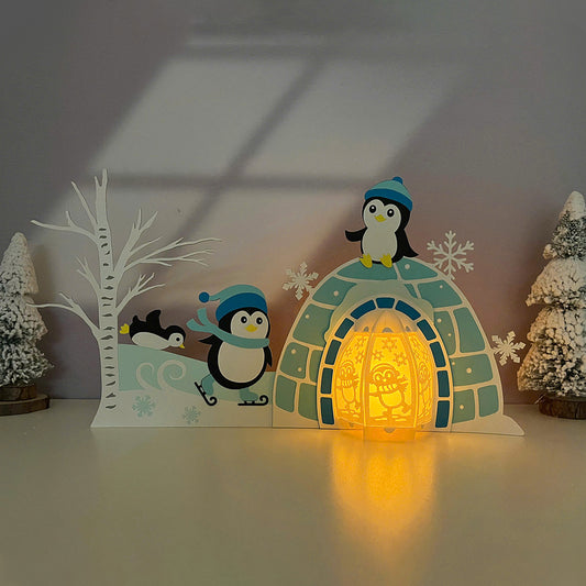 Penguin 4 - 3D Christmas Lantern File - Cricut File  - VEKTOR KRAFT