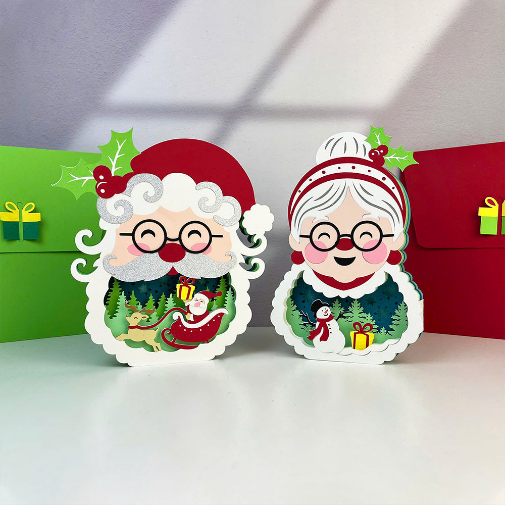 Pack 2 Santa and Mrs. Claus – 3D Pop-Up Card SVG File for Cricut & Silhouette