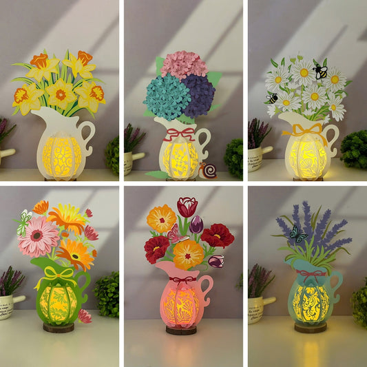 Pack 6 Lantern Mix Flower Vase - 3D Flower Vase Lantern File  - Cricut File  - VEKTOR KRAFT