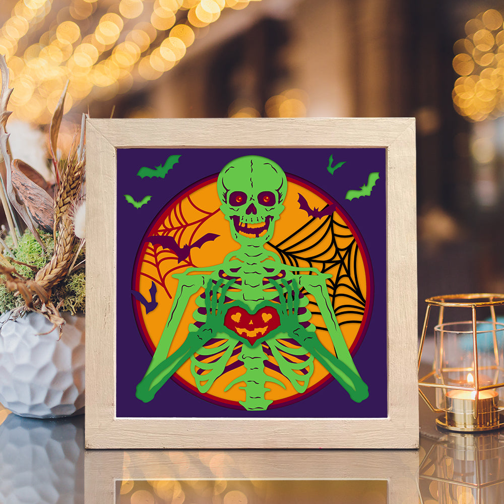 Skeleton Love – 3D Halloween Paper Cut Shadow Box File - Cricut File - (8x8 inches) - VEKTOR KRAFT