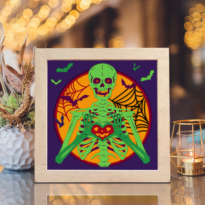 Skeleton Love – 3D Halloween Paper Cut Shadow Box File - Cricut File - (8x8 inches) - VEKTOR KRAFT
