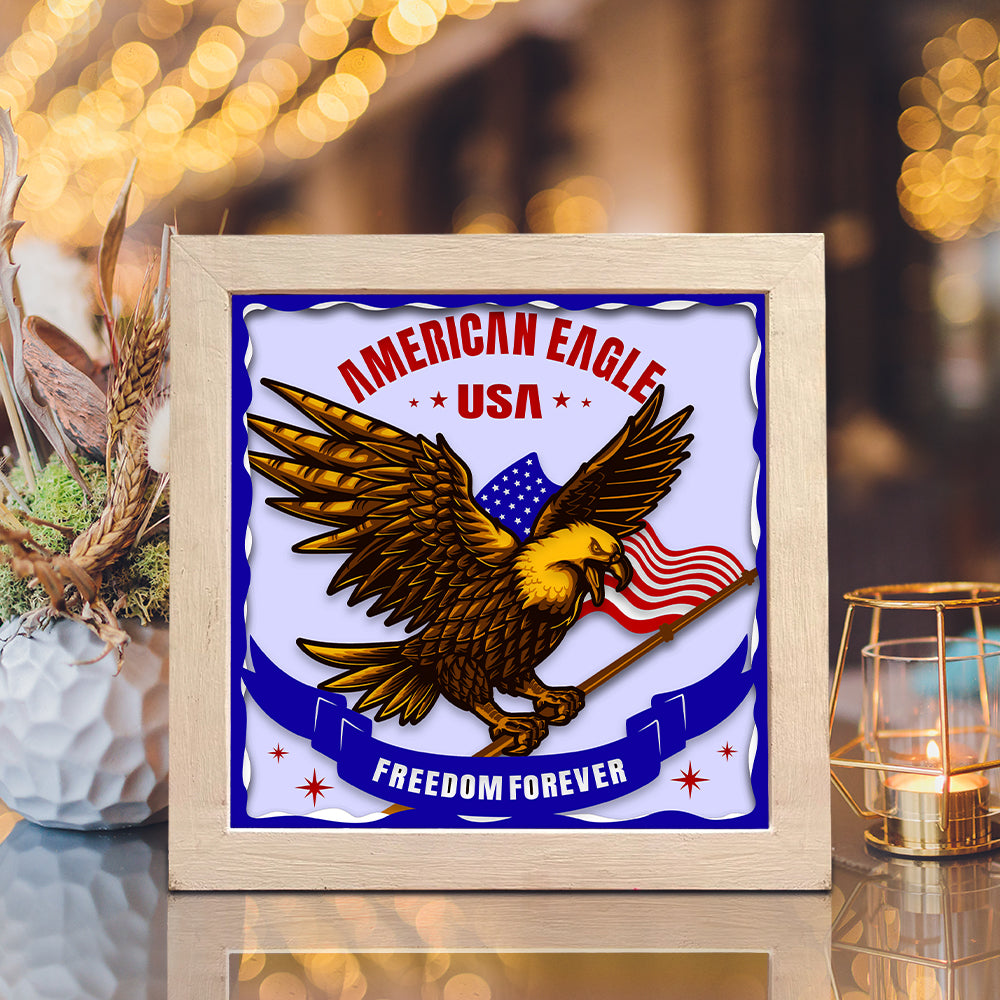 4th Of July Eagle – 3D Paper Cut Shadow Box File - Cricut File - (8x8 inches) - VEKTOR KRAFT