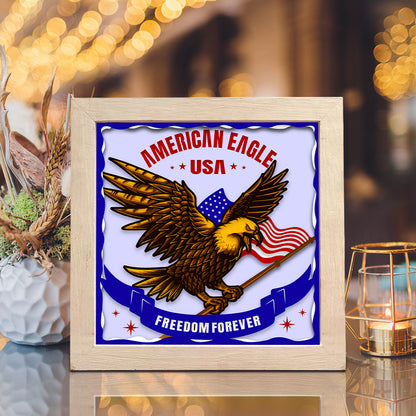 4th Of July Eagle – 3D Paper Cut Shadow Box File - Cricut File - (8x8 inches) - VEKTOR KRAFT