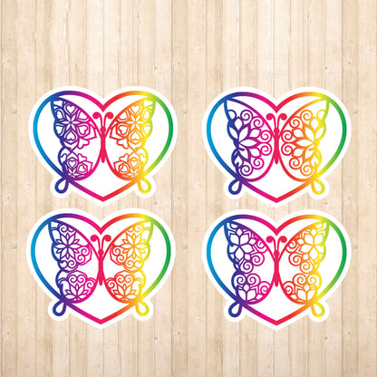 Heart Butterfly Spectrum Stickers - Cricut File - VEKTOR KRAFT