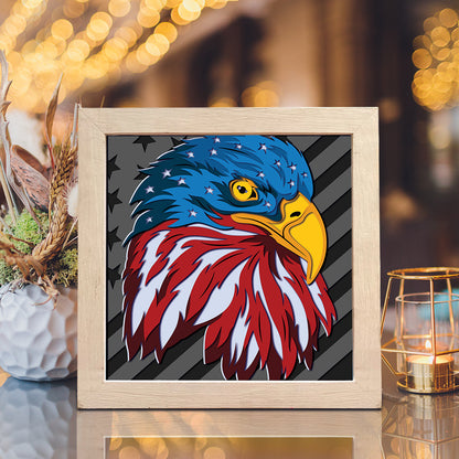 Eagle American Flag 3 – 3D Paper Cut Shadow Box File - Cricut File - (8x8 inches) - VEKTOR KRAFT