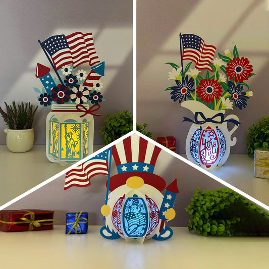 Pack 3 4th of July - 3D Paper Lantern File  - Cricut File  - VEKTOR KRAFT