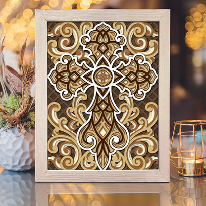 Cross Mandala 2 – 3D Paper Cut Shadow Box File - Cricut File - (8x8 inches) - VEKTOR KRAFT