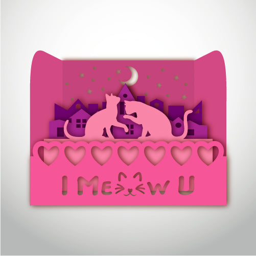 Cat Couple – 3D Pop-Up Card SVG File for Cricut & Silhouette