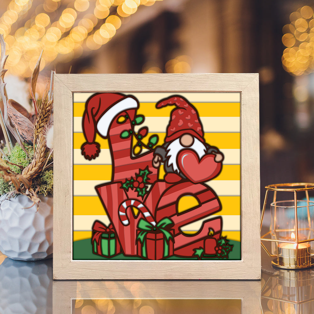 Christmas Gnome Love – 3D Shadow Box SVG File for Cricut & Silhouette