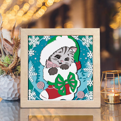 Christmas Cat – 3D Shadow Box SVG File for Cricut & Silhouette