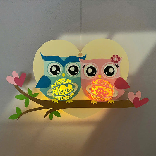 Owl Couple - 3D Animal Lantern File  - Cricut File  - VEKTOR KRAFT