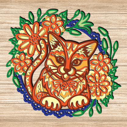 Cat - 3D Layered - Cricut File - VEKTOR KRAFT