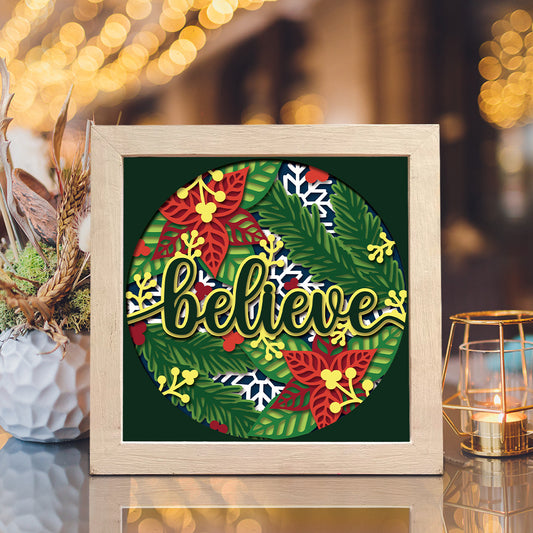 Believe – 3D Christmas Paper Cut Shadow Box File - Cricut File - (8x8 inches) - VEKTOR KRAFT