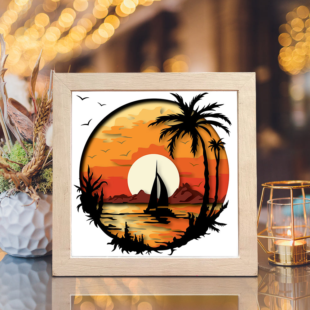 Sunset – 3D Shadow Box SVG File for Cricut & Silhouette