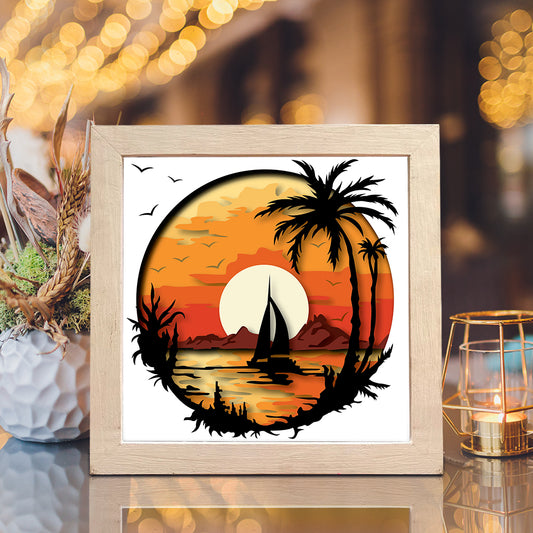 Sunset – 3D Landscape Paper Cut Shadow Box File - Cricut File - (8x8 inches) - VEKTOR KRAFT