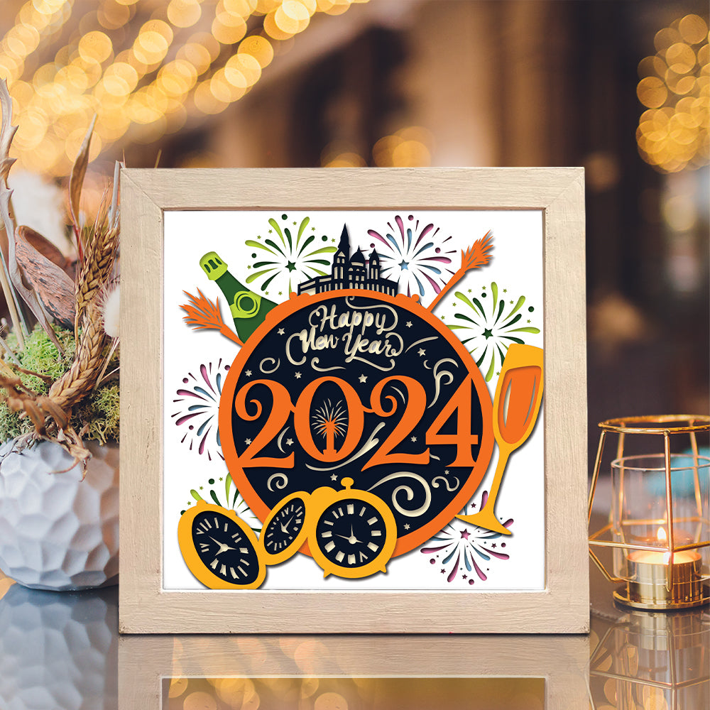 Happy New Year 2 – 3D Shadow Box SVG File for Cricut & Silhouette