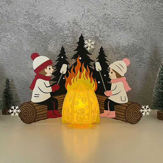 Christmas Campfire 1 - 3D Christmas Lantern File - Cricut File  - VEKTOR KRAFT